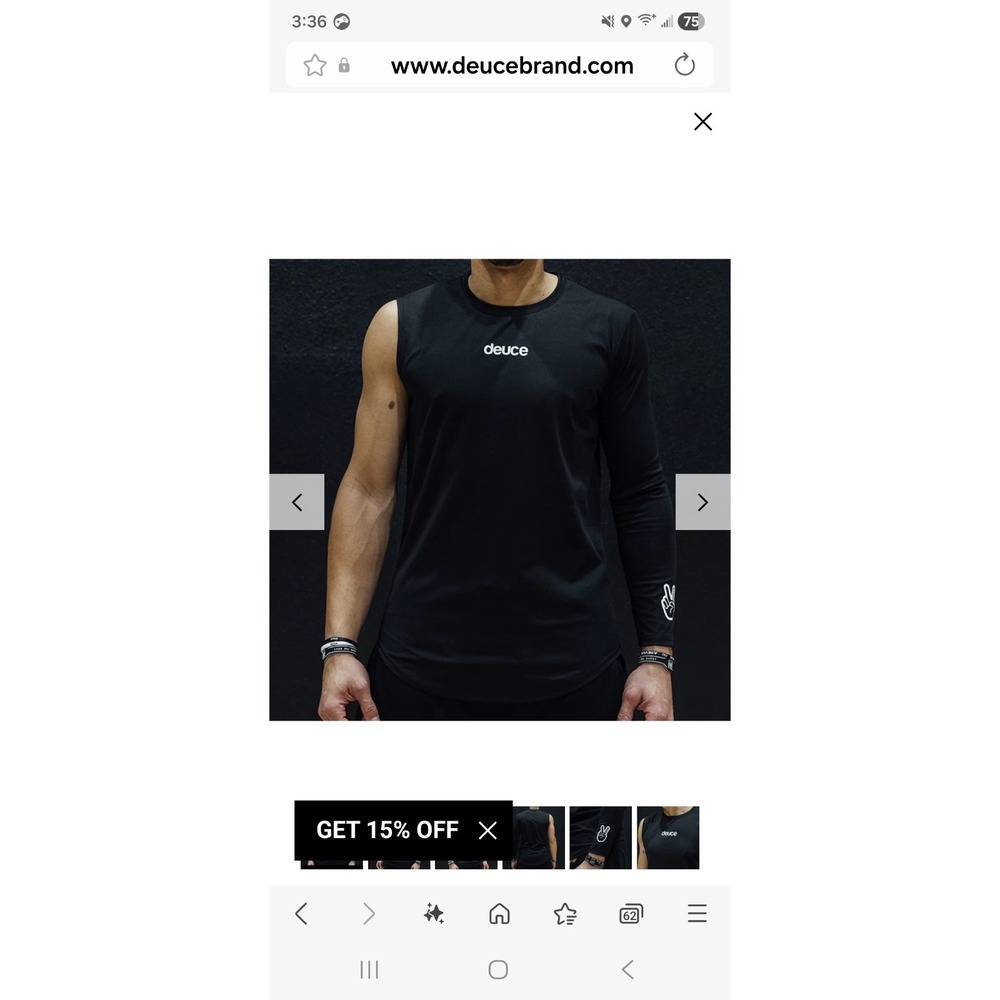 Deuce one‎ Arm Performance Shirt Mens Size 2XL Black